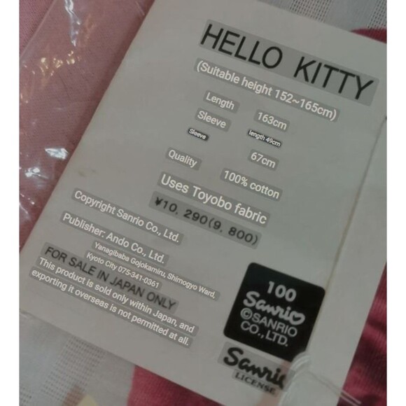 Rare Hello Kitty Rose Red Pink Kimono Yukata Geta Women Robe Japan Vintage Retro - Picture 6 of 15
